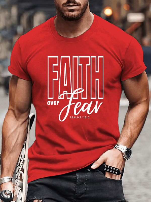 Faith Over Fear Jesus God Christian Cotton T-Shirt