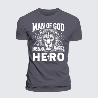Man Of God Husband Daddy Hero Jesus God Christian Premium Mercerized Cotton Tee