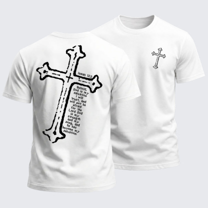 Heavyweight Cotton Tee - Isaiah 12:2 Christian Cross
