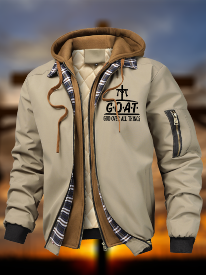 G.O.A.T God Over All Things Warm Hooded Bomber Jacket