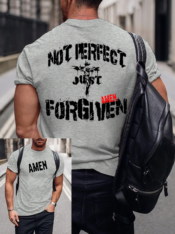 Not Perfect Just Forgiven Jesus God Christian Cotton T-Shirt