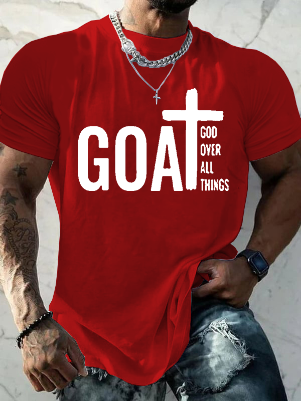 Goat God Over All Things Jesus God Christian Cotton T-Shirt