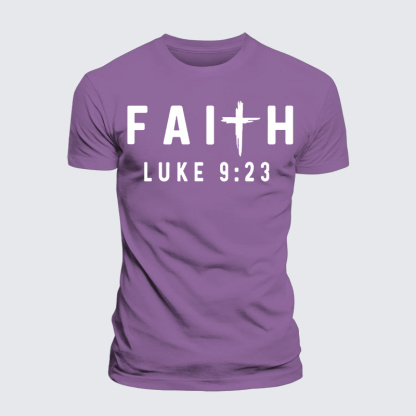 Luke 9:23 Jesus God Christian Premium Mercerized Cotton Tee
