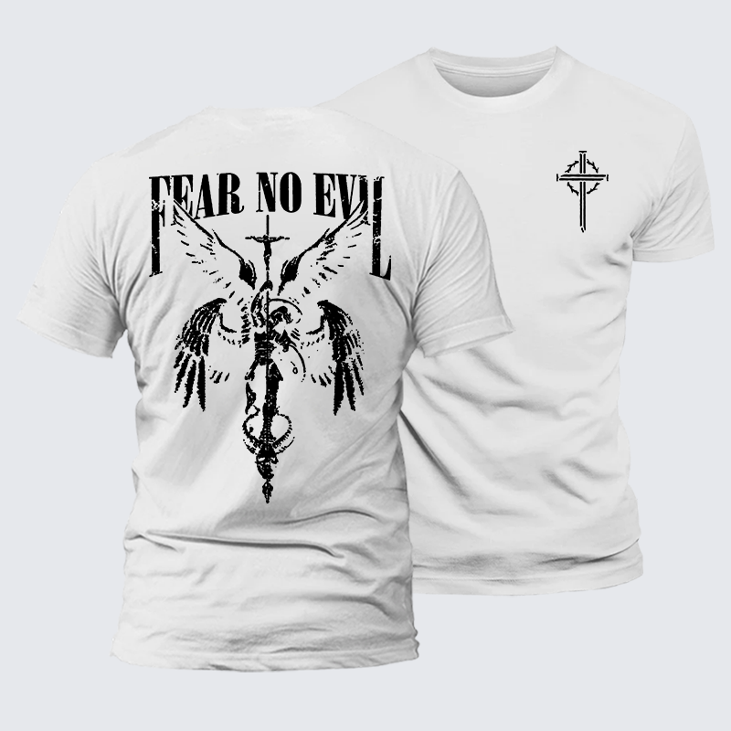 Fear No Evil Jesus God Christian Premium Mercerized Cotton Tee