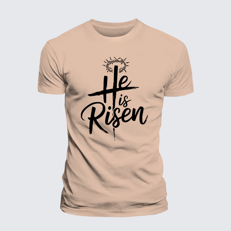 He Is Risen Jesus God Christian Premium Mercerized Cotton Tee