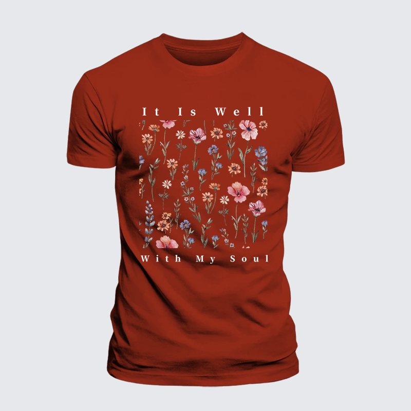 It Is Well With My Soul Jesus God Christian Premium Mercerized Cotton Tee