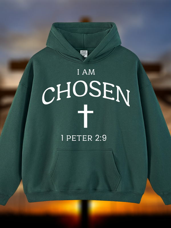 I Am Chosen Jesus God Christian Plush Fleece-Lined Hoodie