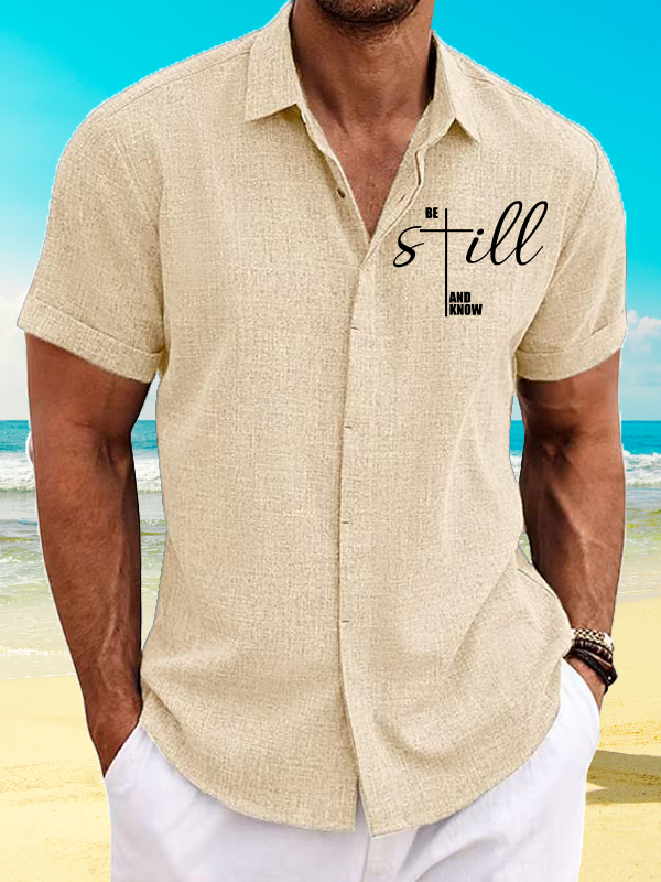 Be Still And Know Cross Jesus God  Christian Short Sleeve Shirt