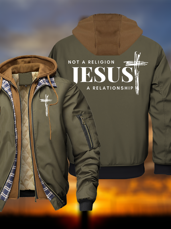 It’S Not Religion It’S A Relationship Warm Hooded Bomber Jacket