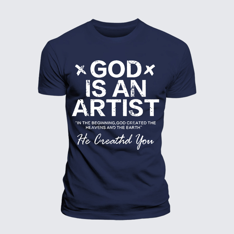 God Is An Artist Jesus God Christian Premium Mercerized Cotton Tee