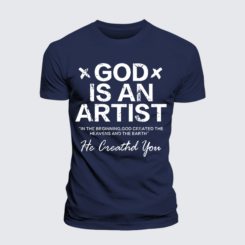 God Is An Artist Jesus God Christian Premium Mercerized Cotton Tee