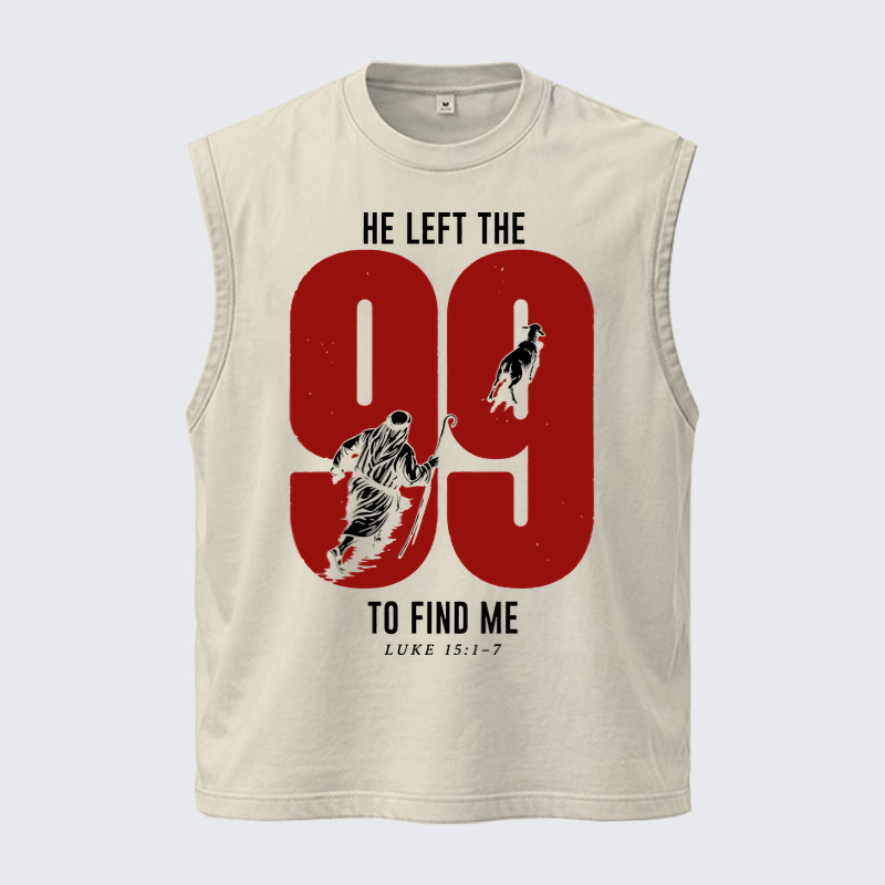 Washed Tank Top - He Left The 99 To Find Me - Beige (front)