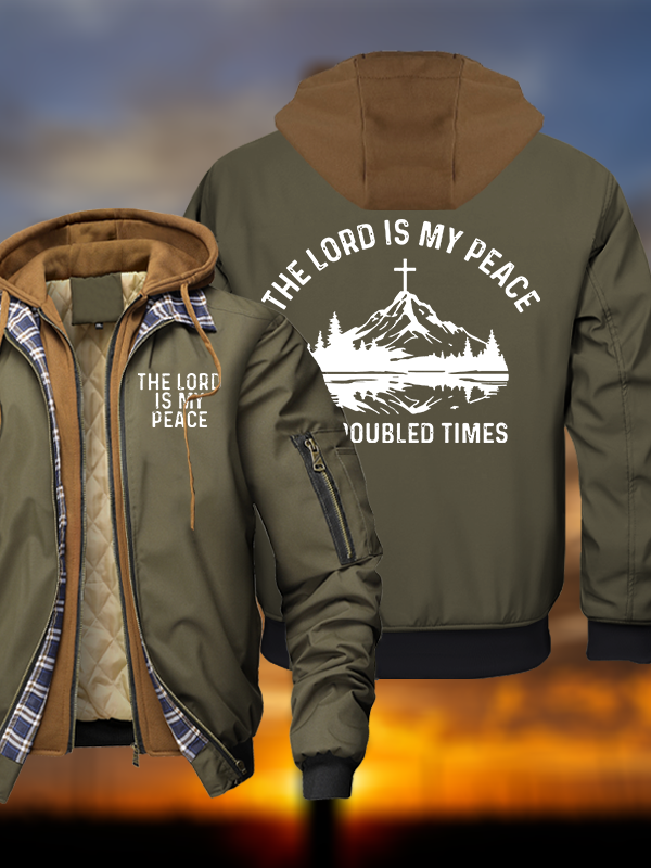The Lord Is My Peace In Troubled Times Warm Hooded Bomber Jacket