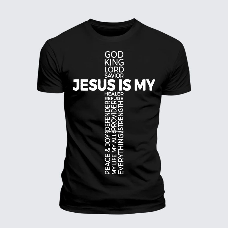 Man Of God Husband Dad Jesus God Christian Cotton T-Shirt