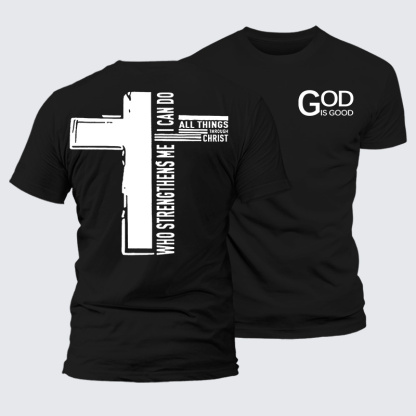 God Is Good Philippians 4:13 Jesus God Christian Premium Mercerized Cotton Tee