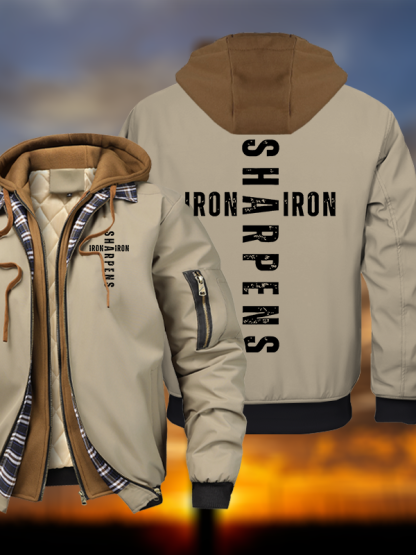 Iron Warm Hooded Bomber Jacket