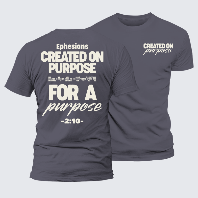 Created On Purpose Jesus God Christian Premium Mercerized Cotton Tee