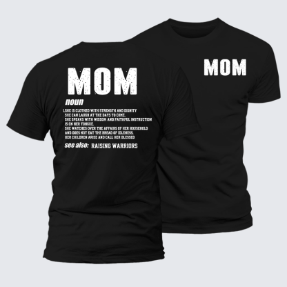 Mom Raising Warriors Jesus God Christian Premium Mercerized Cotton Tee