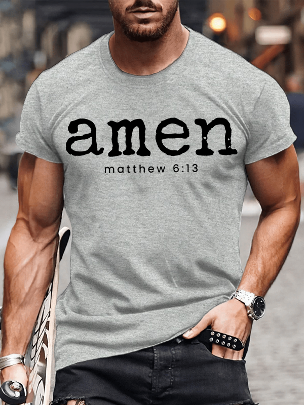 Amen Matthew 6:13 Jesus God Christian Cotton T-Shirt
