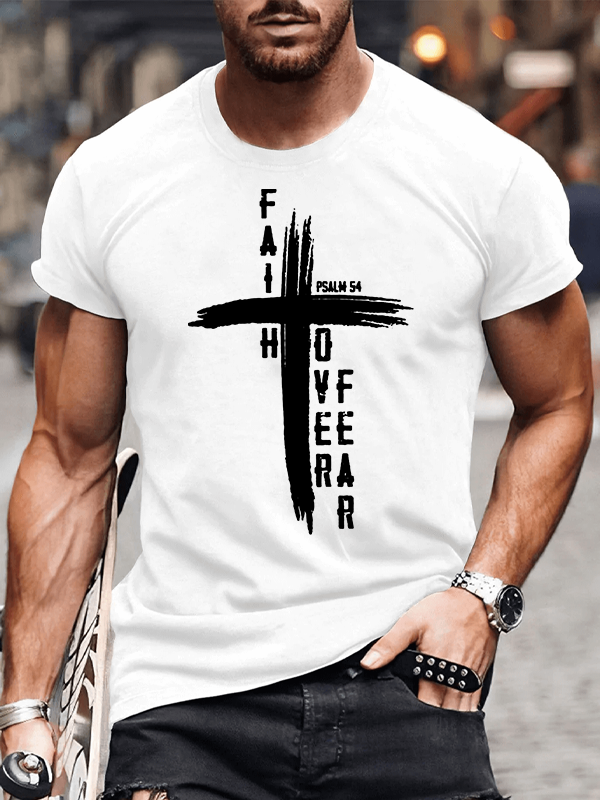 Faith Over Fear Jesus God Christian Cotton T-Shirt