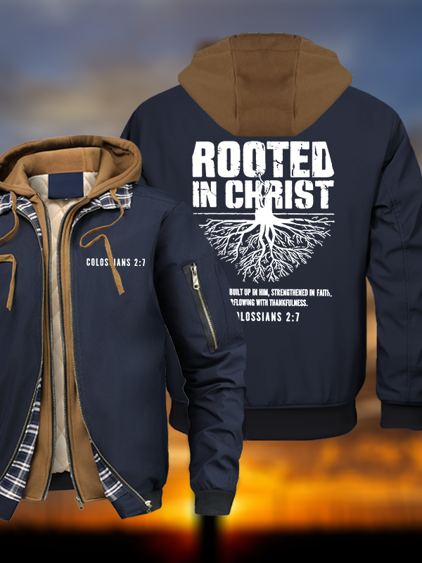 Rooted In Christ Warm Hooded Bomber Jacket