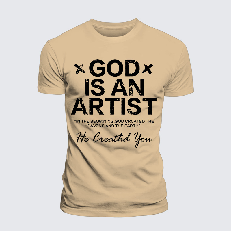 God Is An Artist Jesus God Christian Premium Mercerized Cotton Tee