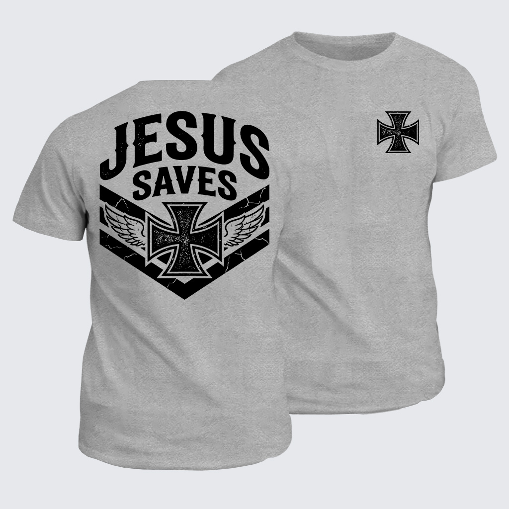 Jesus Saves Jesus God Christian Cotton T-Shirt