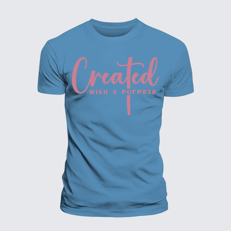 Created with A Purpose Jesus God Christian Premium Mercerized Cotton Tee