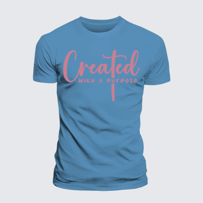 Created with A Purpose Jesus God Christian Premium Mercerized Cotton Tee