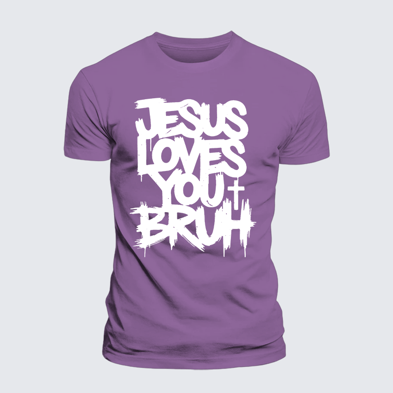Jesus Loves You Bruh Jesus God Christian Premium Mercerized Cotton Tee
