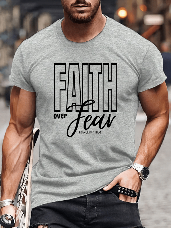 Faith Over Fear Jesus God Christian Cotton T-Shirt
