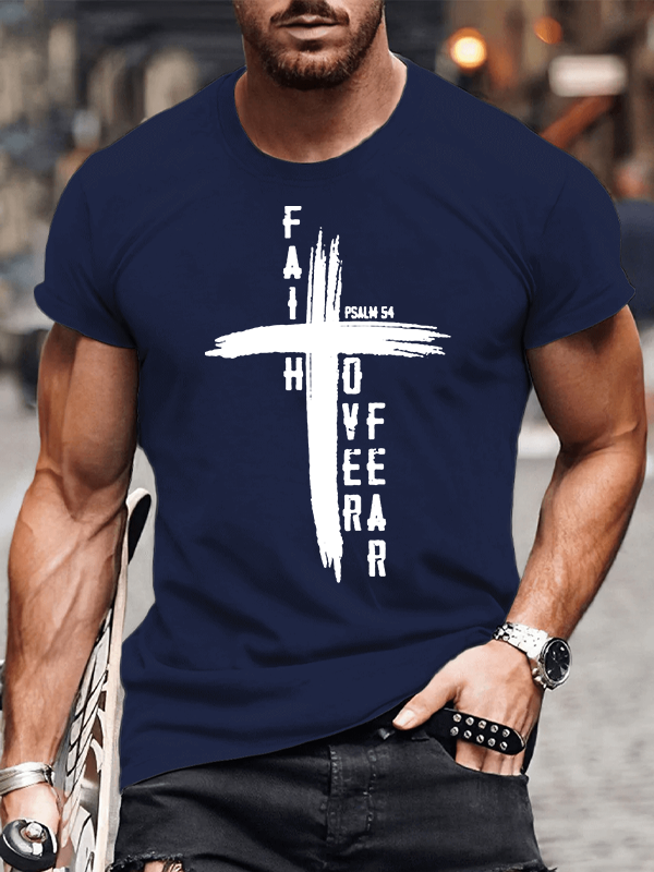 Faith Over Fear Jesus God Christian Cotton T-Shirt