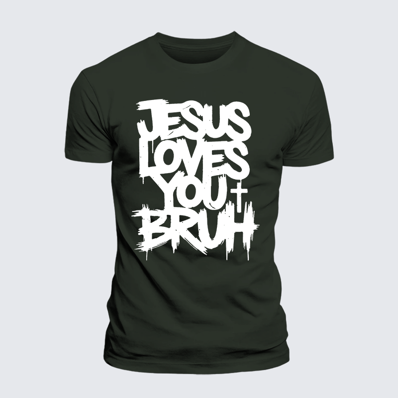 Jesus Loves You Bruh Jesus God Christian Premium Mercerized Cotton Tee