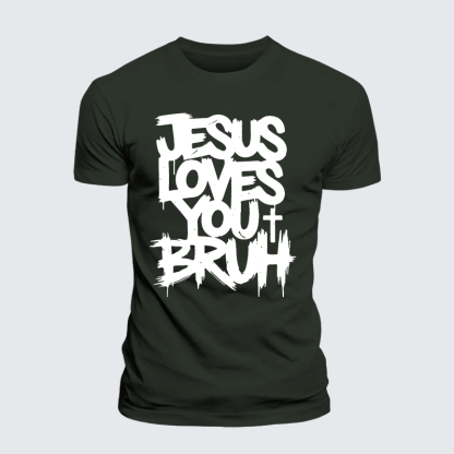 Jesus Loves You Bruh Jesus God Christian Premium Mercerized Cotton Tee
