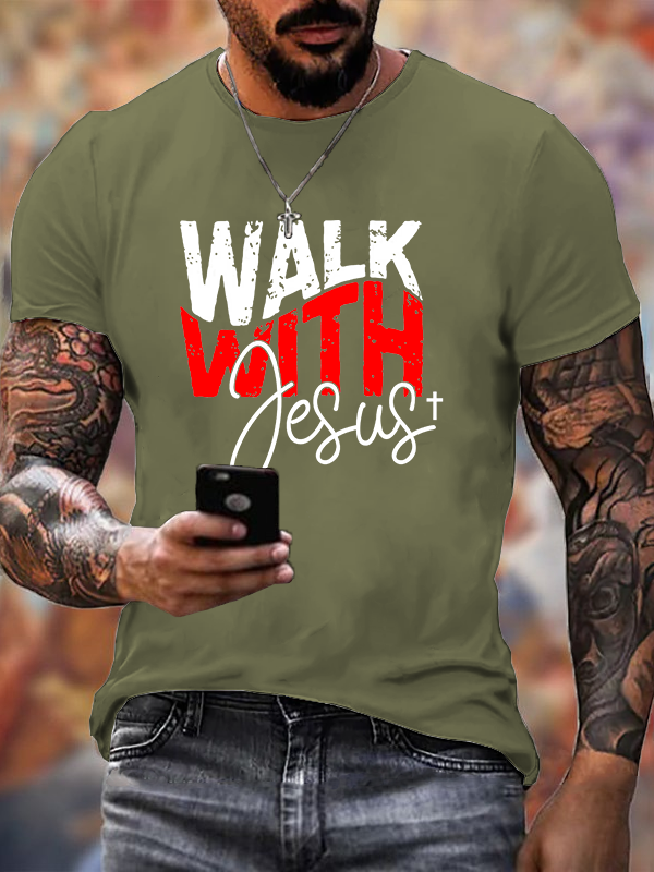 Walk With Jesus Jesus God Christian Cotton T-Shirt