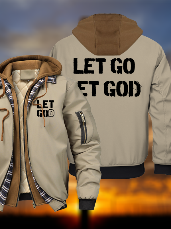 Let Go And Let God Warm Hooded Bomber Jacket
