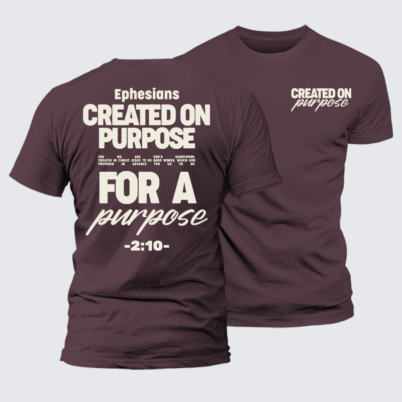 Created On Purpose Jesus God Christian Premium Mercerized Cotton Tee