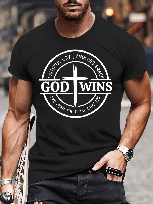 Man Of God Husband Dad Jesus God Christian Cotton T-Shirt