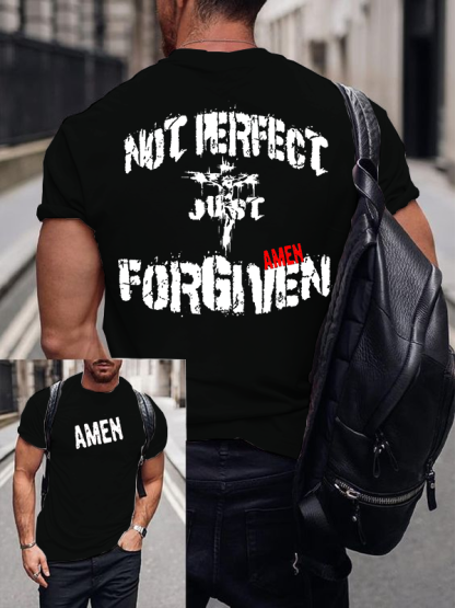 Not Perfect Just Forgiven Jesus God Christian Cotton T-Shirt