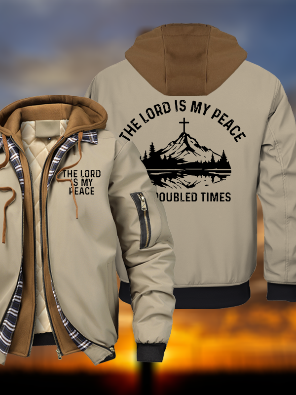 The Lord Is My Peace In Troubled Times Warm Hooded Bomber Jacket