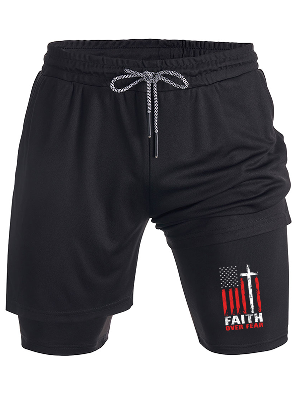 Faith Over Fear Flag Christian Performance Shorts