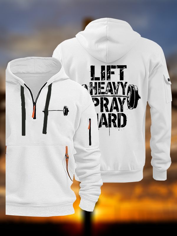 Lift Heavy Pray Hard Jesus God Christian Zipper Hoodies