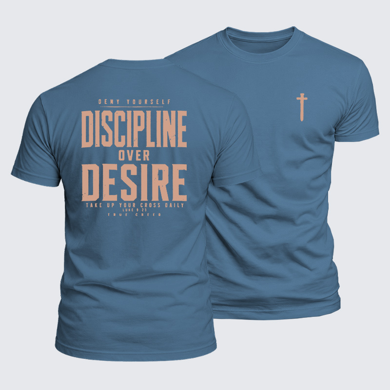 Deny Yourself Discipline Over Desire Jesus God Christian  – Luxe Mercerized Interlock Cotton Tee