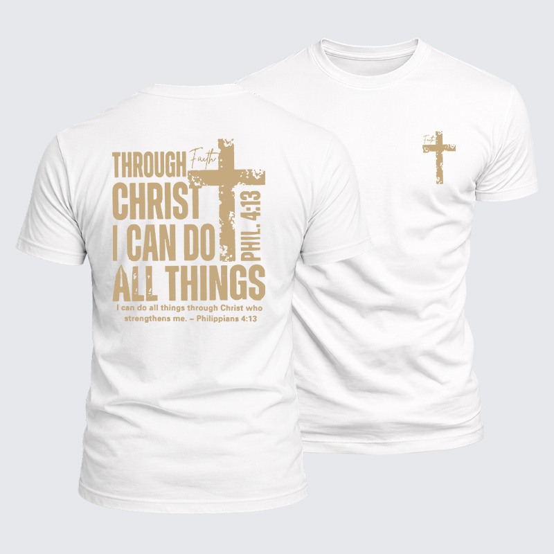 Through Christ I Can Do All Things Jesus God Christian  – Luxe Mercerized Interlock Cotton Tee