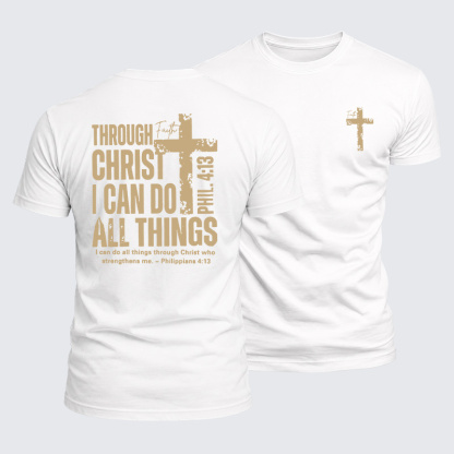 Through Christ I Can Do All Things Jesus God Christian  – Luxe Mercerized Interlock Cotton Tee
