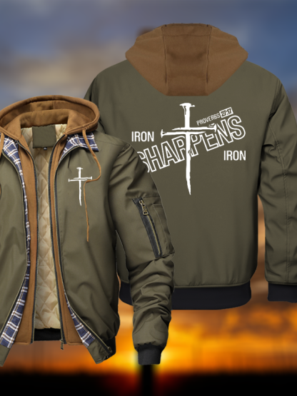 Iron Sharpens Warm Hooded Bomber Jacket