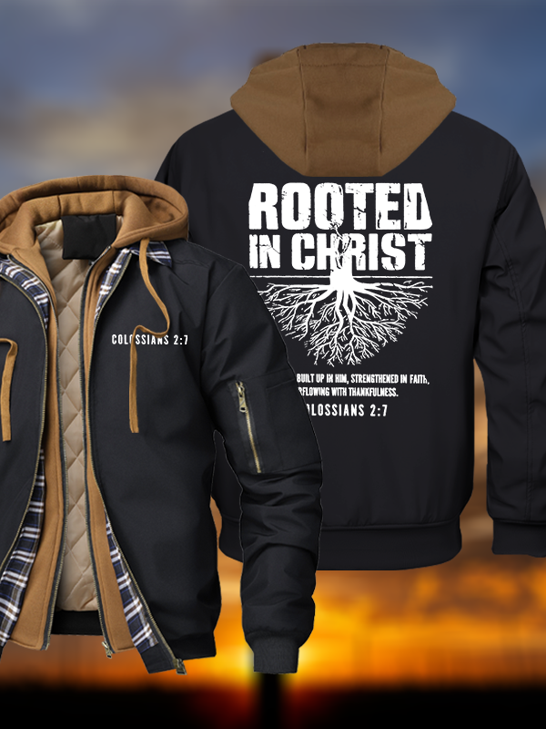 Rooted In Christ Warm Hooded Bomber Jacket