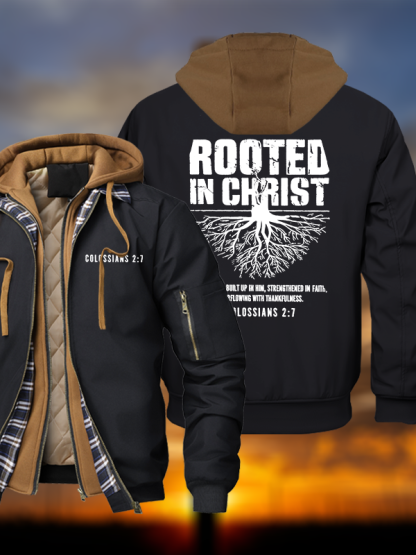 Rooted In Christ Warm Hooded Bomber Jacket