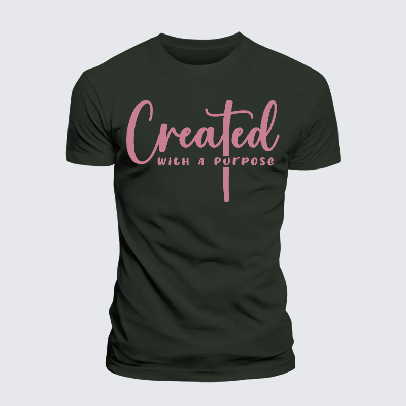 Created with A Purpose Jesus God Christian Premium Mercerized Cotton Tee