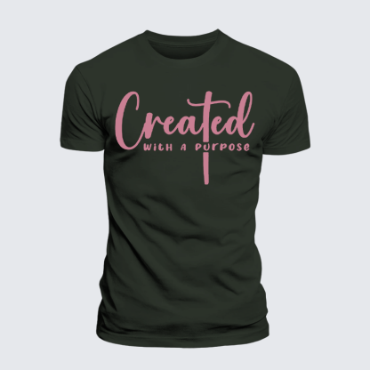 Created with A Purpose Jesus God Christian Premium Mercerized Cotton Tee
